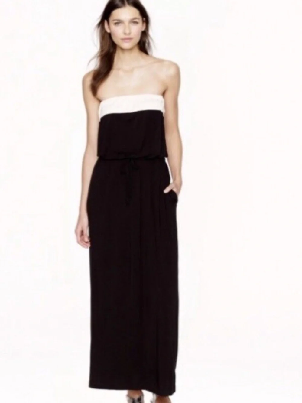 J Crew Strapless AIME Colorblock Maxi Dress NWT